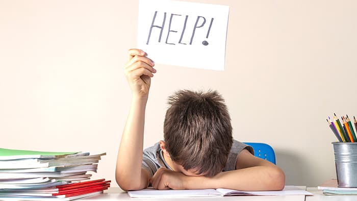 child struggling with math or reading
