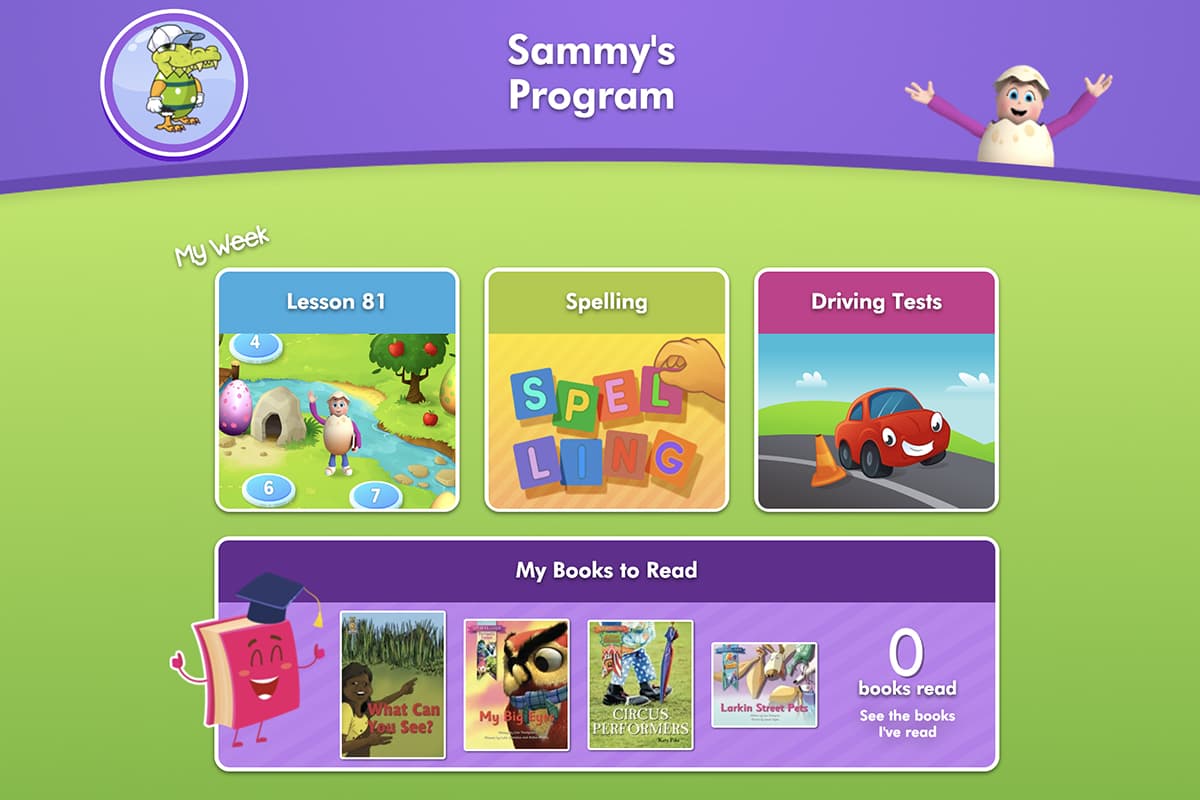 Screenshot of a personalized learning program in Reading Eggs